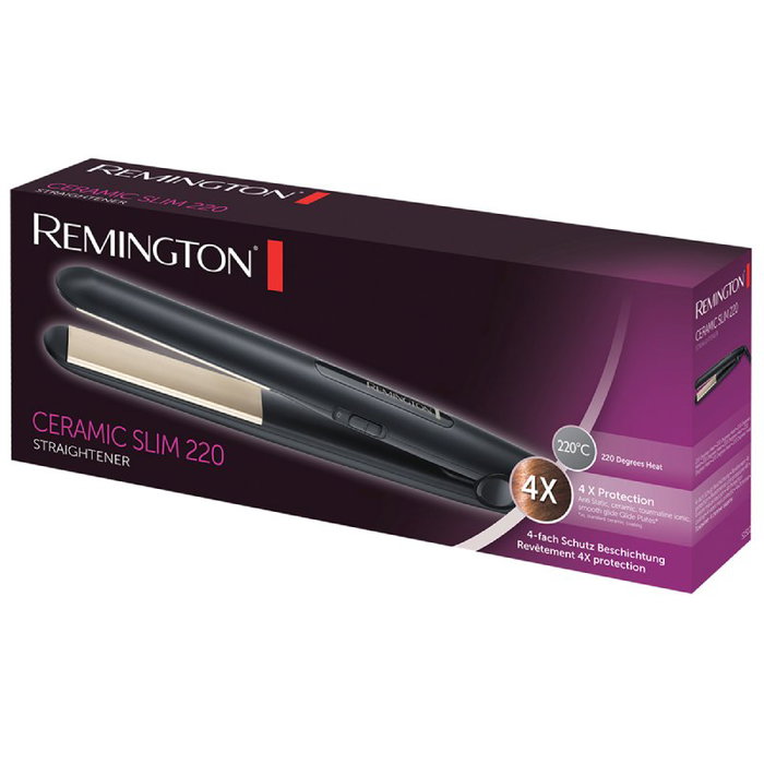Remington Plancha de Pelo Ceramic Slim S1510, Negro con Placas Doradas